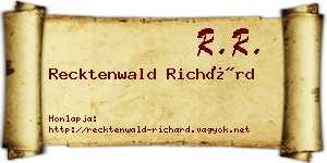 Recktenwald Richárd névjegykártya